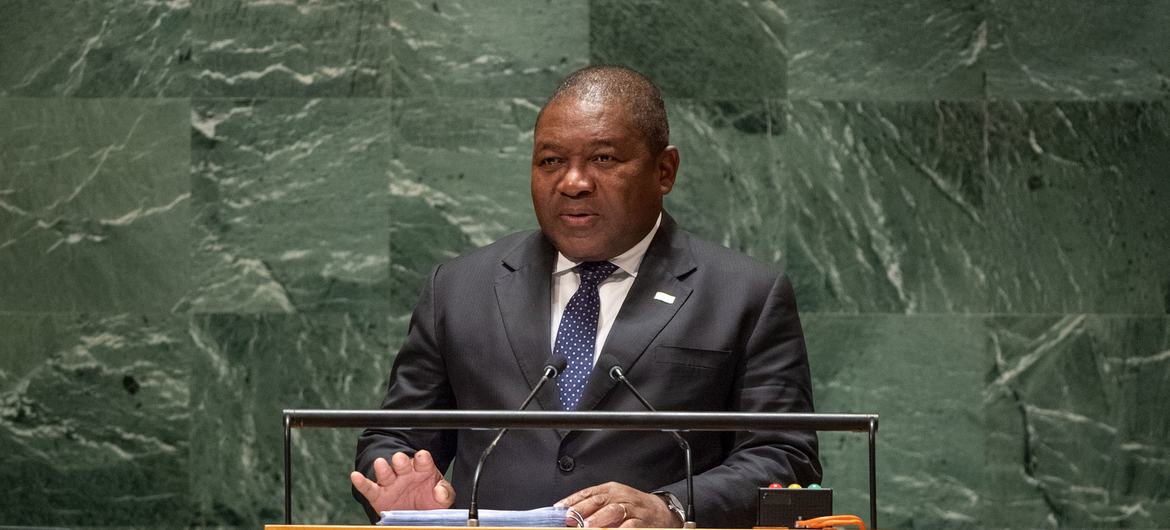 O presidente de Moçambique, Filipe Jacinto Nyusi, participou do primeiro dia de intervenções de Alto Nível da Assembleia Geral da ONU 