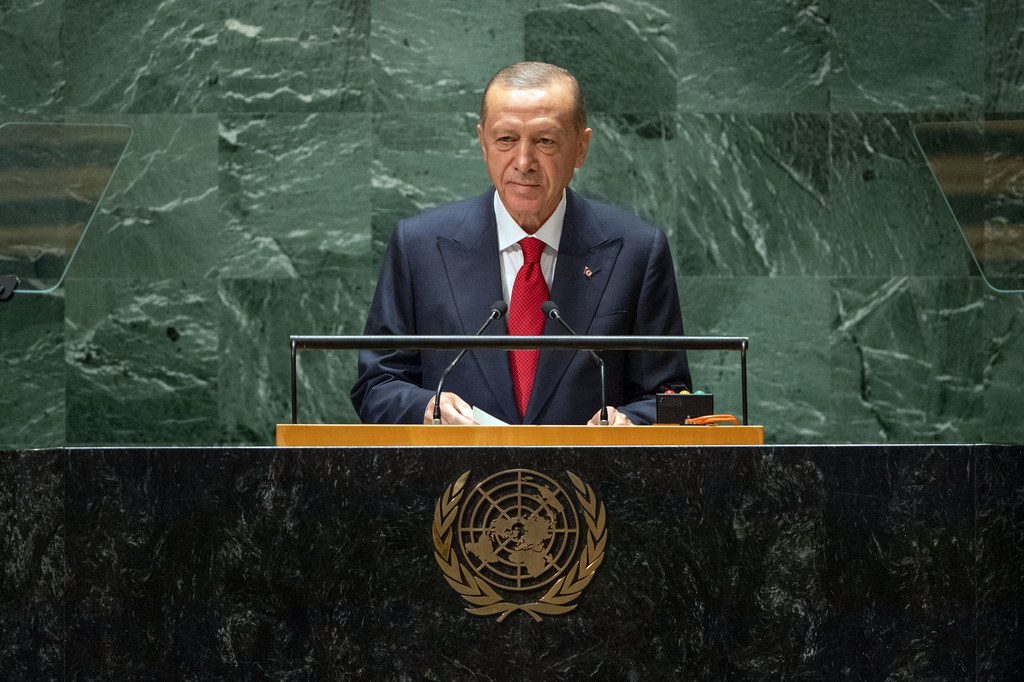 Реджеп Тайип Эрдоган на трибуне Генассамблеи ООН. 