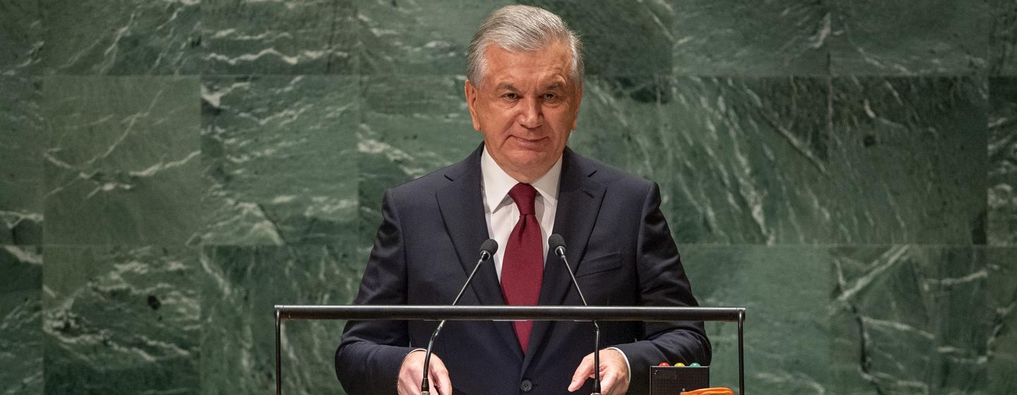 乌兹别克斯坦总统米尔济约耶夫在一般性辩论上发言。