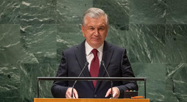 乌兹别克斯坦总统米尔济约耶夫在一般性辩论上发言。