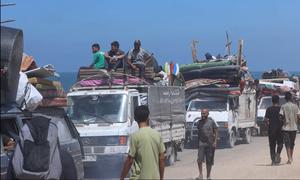 Hundreds of Palestinian families continued to flee Gaza City in the north of the enclave via the overcrowded coastal al-Rashid Street, amid a severe shortage of transportation and soaring travel costs, as Israeli military operations persist in the city.