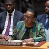 الممثلة الخاصة للأمم المتحدة ورئيسة بعثة الأمم المتحدة المتكاملة المتعددة الأبعاد لتحقيق الاستقرار في جمهورية أفريقيا الوسطى (مينوسكا)، فالنتين روغوابيزا، تلقي كلمة أمام مجلس الأمن الدولي