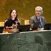 General Assembly President Annalena Baerbock (left) chairs the Sport for Development and Peace: Building a Peaceful and Better World through Sport and Olympic Ideal meeting.