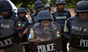 Senegalese and Nigerian UNPOL Officers attend  crowd control training along with Malian Police Officers at a police academy in Bamako, Mali.