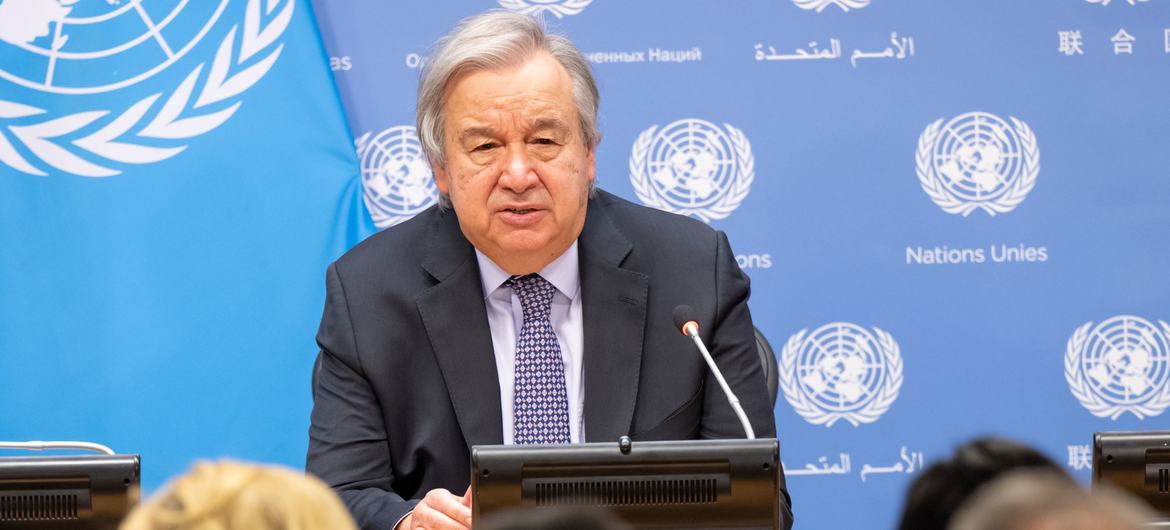 Secretary-General António Guterres briefs journalists at his end-of-year press conference.