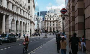 The City of London, a historic financial district, in England.