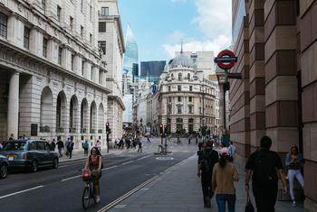 The City of London, a historic financial district, in England.