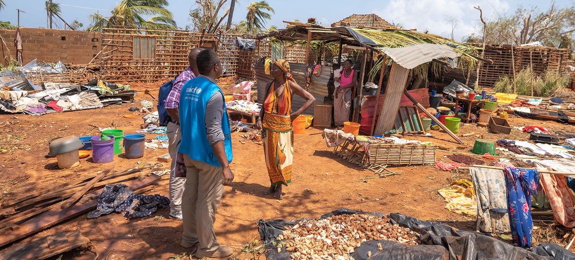 Famílias, crianças e comunidades afetadas pelo ciclone Chido no distrito de Mecufi, província de Cabo Delgado, Moçambique