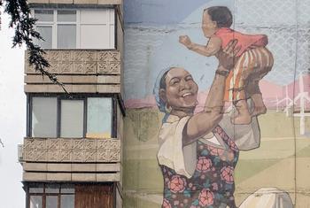 Уличная стенопись в Алматы, посвященная казахским женщинам.