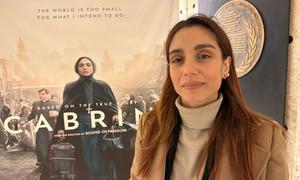 Italian actress Cristiana Dell'Anna attends the showing of her film, 'Cabrini' at UN Geneva.