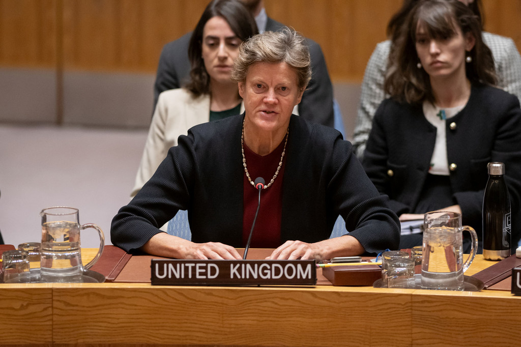 Ambassador Barbara Woodward of the United Kingdom addresses the Security Council meeting on the situation in the Middle East, including the Palestinian question.