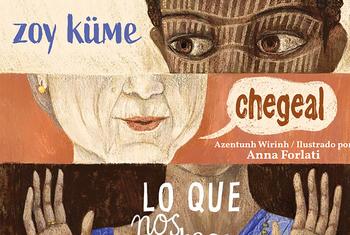 Portada del libro "Lo que nos hace humanos" en su edición bilingüe mapuzugu-español.