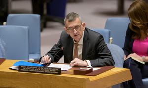 Volker Perthes, Special Representative of the Secretary-General for Sudan and Head of the United Nations Integrated Transition Assistance Mission in Sudan, briefs the Security Council meeting on the Sudan and South Sudan.