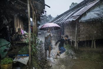 Rains lash an internally displaced persons camp in northern Myanmar. (file)