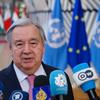 Katibu Mkuu UN António Guterres akizungumza na waandishi wa habari katika mkutano uliofanyika nchini Ubelgiji.