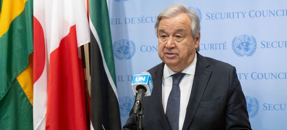 Secretary General António Guterres briefs the media on the situation in Sudan.