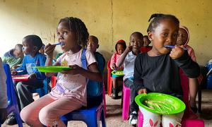 Children at a WFP-supported Neighbourhood Care Point in Eswatini