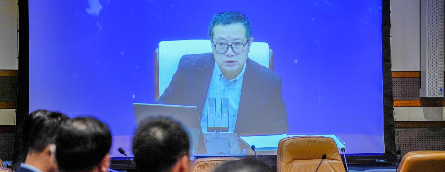 中国科幻作家刘慈欣在线上与纽约联合国总部展开交流，这是联合国中文日当天的首场活动。