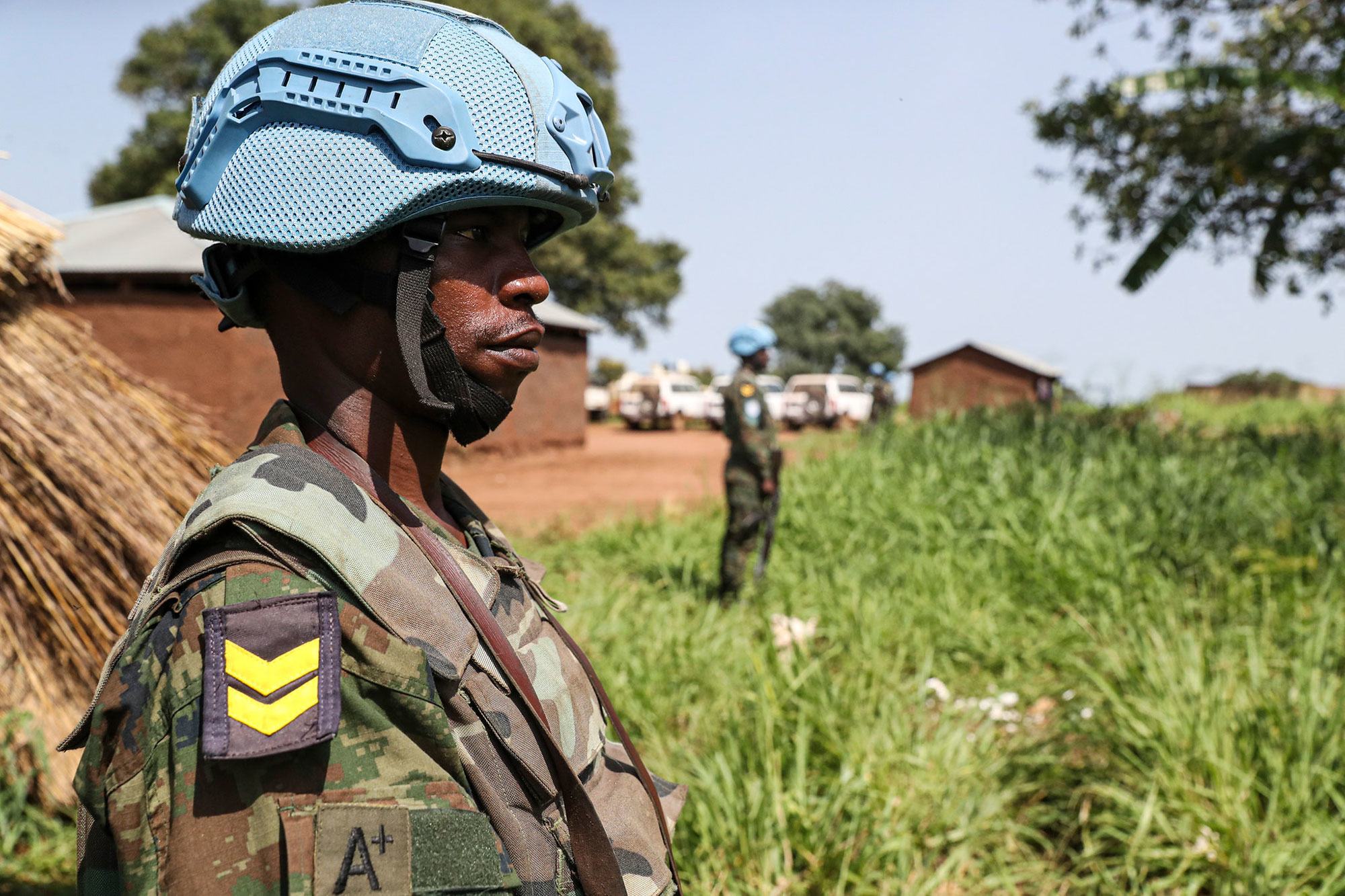 联合国南苏丹特派团的维和人员在南苏丹中赤道州开展巡逻任务。 