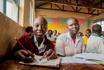 Des élèves étudient dans le camp de réfugiés de Kakuma, au Kenya.