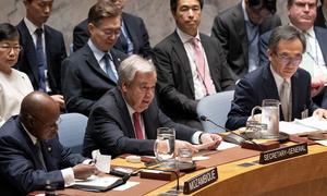 UN Secretary-General António Guterres addresses the Security Council on evolving threats in cyberspace.