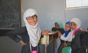 UNHCR has built classrooms to secure education for displaced Yemeni children who were studying in tents.