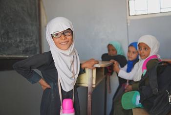 UNHCR has built classrooms to secure education for displaced Yemeni children who were studying in tents.