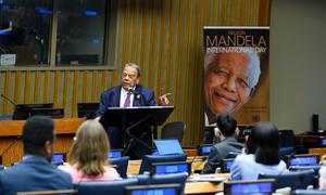 Former US Ambassador Andrew Young, American politician and activist, speaks at the annual ceremony to commemorate the life and legacy Nelson Mandela.