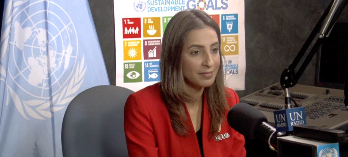 وزيرة التنمية المستدامة في البحرين، نور بنت علي الخليف أثناء لقائها مع أخبار الأمم المتحدة.
