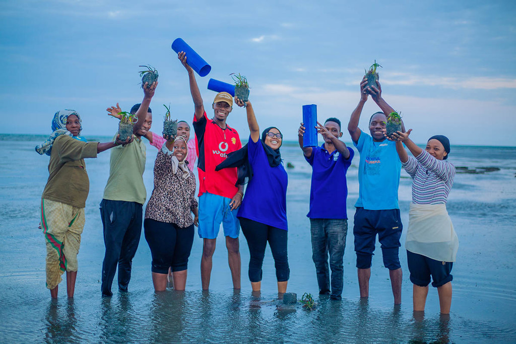 Members of the Sustainable Ocean Alliance, a youth-led non-profit in Tanzania.