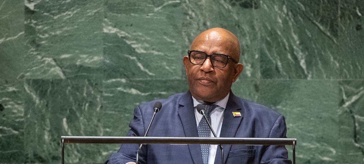 Le Président des Comores, Azali Assoumani, lors du débat général de l'Assemblée générale des Nations Unies.