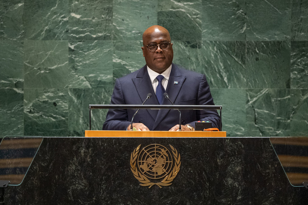 Le Président de la République démocratique du Congo, Félix-Antoine Tshisekedi Tshilombo, au débat général de la 78e session de l'Assemblée générale. 