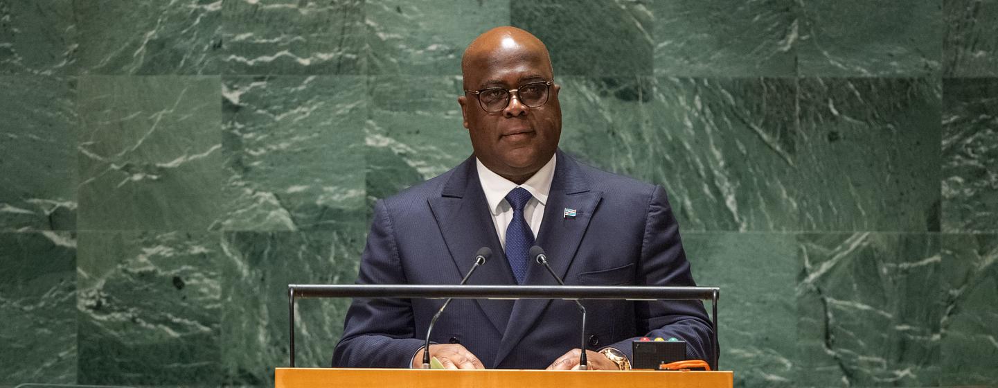 Le Président de la République démocratique du Congo, Félix-Antoine Tshisekedi Tshilombo, au débat général de la 78e session de l'Assemblée générale. 