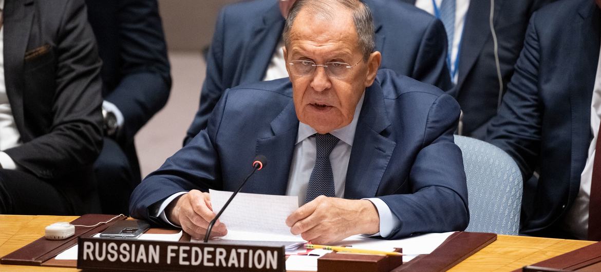 Sergey Lavrov, the Russian Foreign Minister, addresses the Security Council.