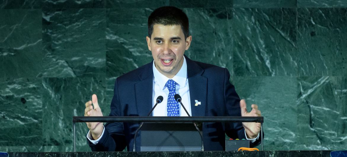 Felipe Paullier, Assistant Secretary-General for Youth Affairs, speaks during the opening of Summit of the Future Action Days.