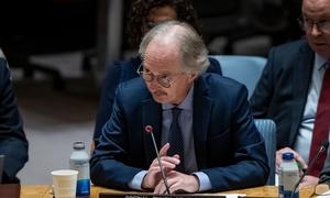 Geir Pedersen, Special Envoy of the Secretary-General for Syria, briefs the Security Council meeting on the situation in Syria.