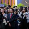 Participants wait outside the General Assembly Hall at UN Headquarters during the first Summit of the Future Action Day.