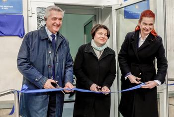 Верховный комиссар ООН по делам беженцев Филиппо Гранди открывает Регистрационный центр для беженцев в Молдове.