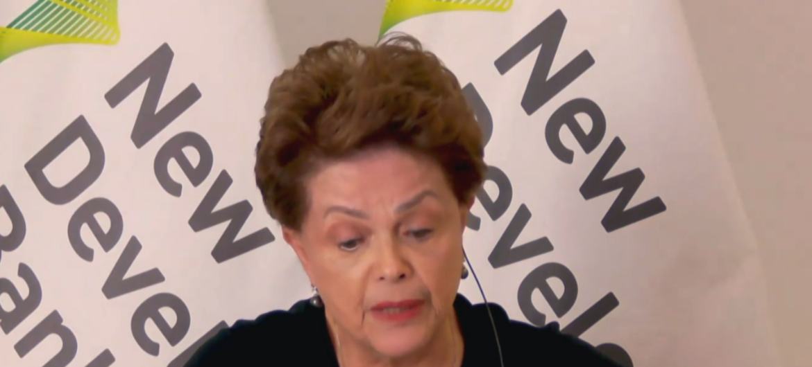 A presidente do Novo Banco de Desenvolvimento, Dilma Rousseff, discursa em Reunião do Conselho de Segurança