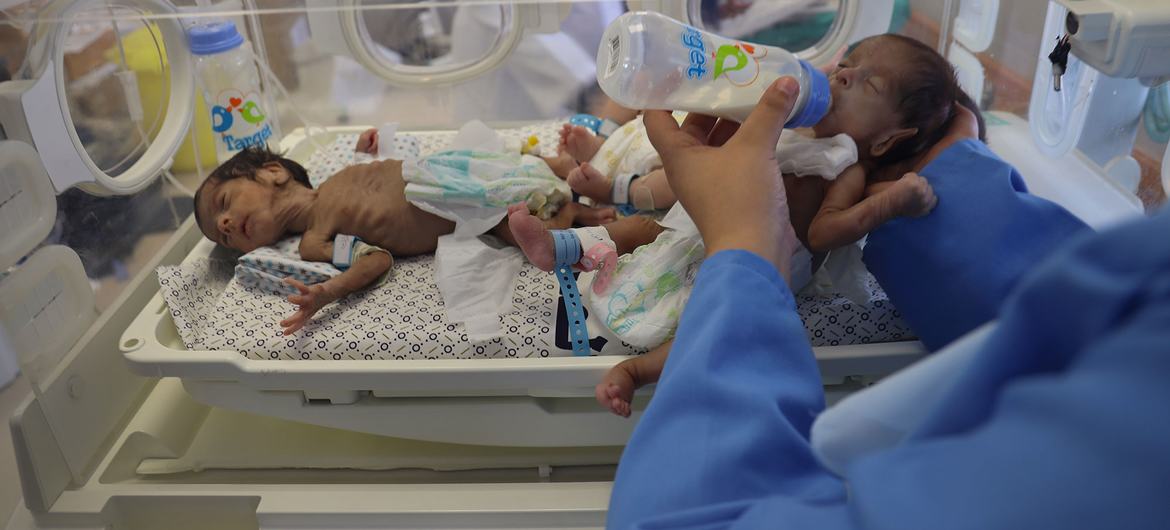 Des bébés secourus à l'hôpital Al Shifa, au nord de Gaza, sont soignés dans un hôpital de Rafah, au sud de l'enclave (photo d'archives).