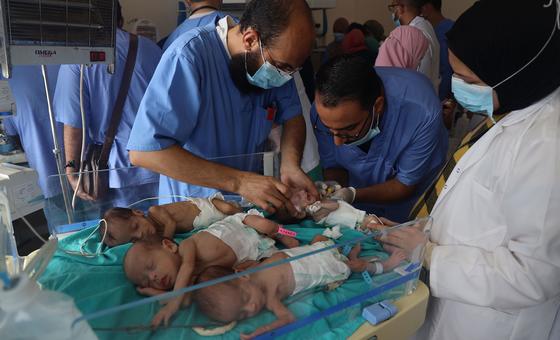 ग़ाज़ा के उत्तरी इलाक़े में स्थित अल-शिफ़ा अस्पताल में बच्चों का उपचार.
