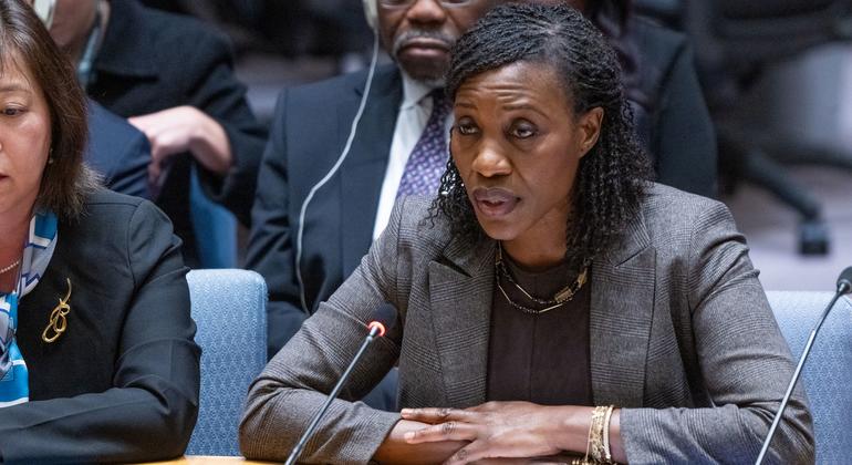 联合国人道主义事务协调厅行动与倡导司司长埃德姆·沃索努在安理会关于维护乌克兰和平与安全的会议上发言。