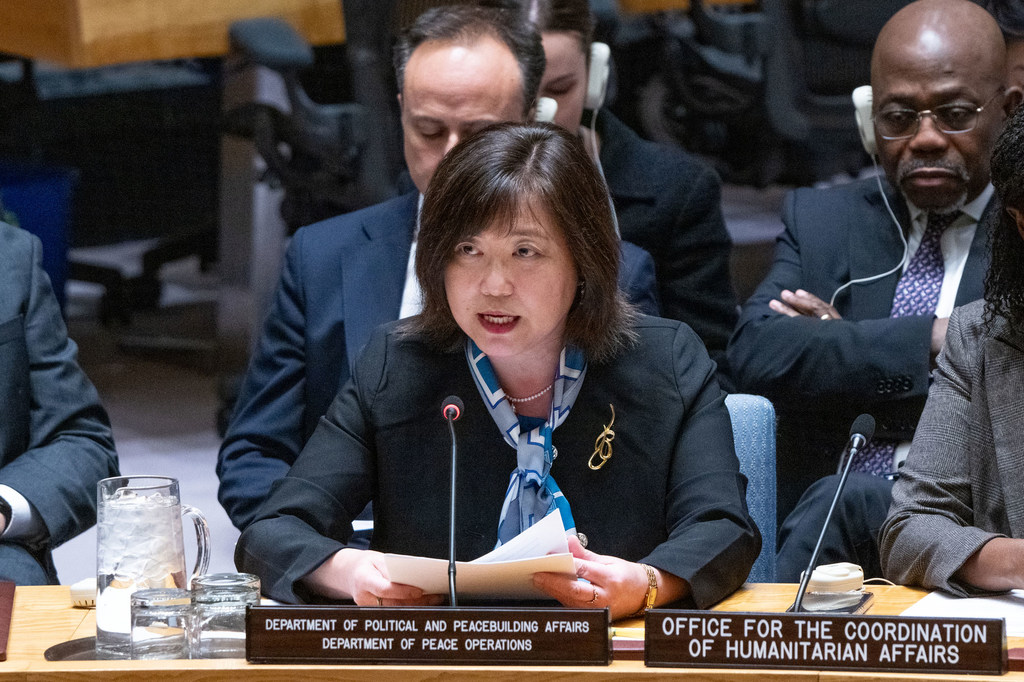 代理国务卿加代子·戈托在联合国安理会关于维护乌克兰和平与安全的会议上发表讲话。
