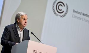 The UN Secretary-General António Guterres holds a press conference at the UN Climate Conference in Brazil.