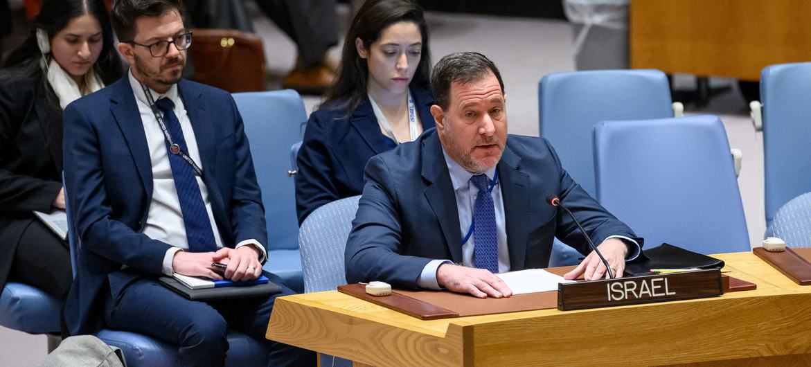 Brett Jonathan Miller, Deputy Permanent Representative of Israel, addresses the Security Council meeting on the situation in the Middle East, including the Palestinian question.