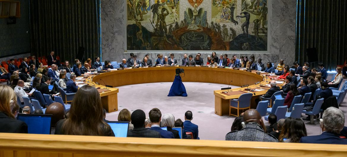 A view of the Security Council meeting on the situation in the Middle East on 8 December 2023.