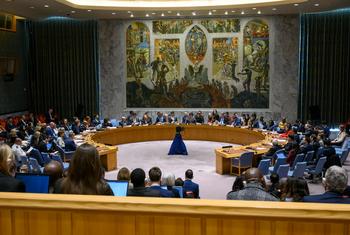 اقوام متحدہ کی سلامتی کونسل کے اجلاس کا ایک منظر (فائل فوٹو)۔