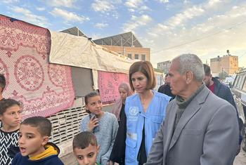 المتحدثة باسم الأونروا، جولييت توما خلال زيارتها الأخيرة إلى قطاع غزة.