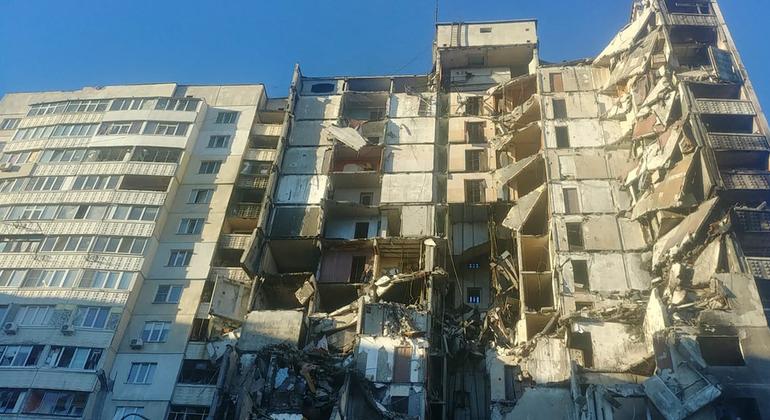 Разрушенные жилые здания в Харькове.  