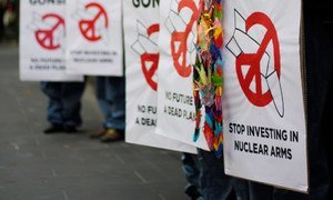 Demonstrators call for a ban on nuclear weapons. (file)